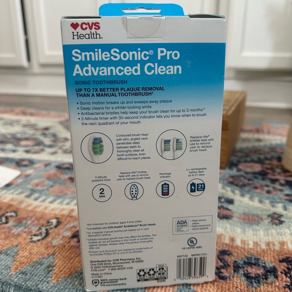 New CVS Health Smile Sonic Pro Advanced Electric Toothbrush Clean Sonic - Picture 14 of 14
